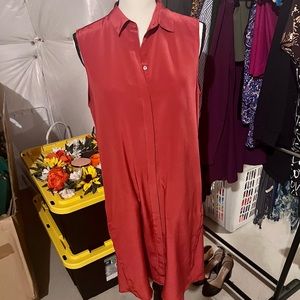 100% silk button down dress